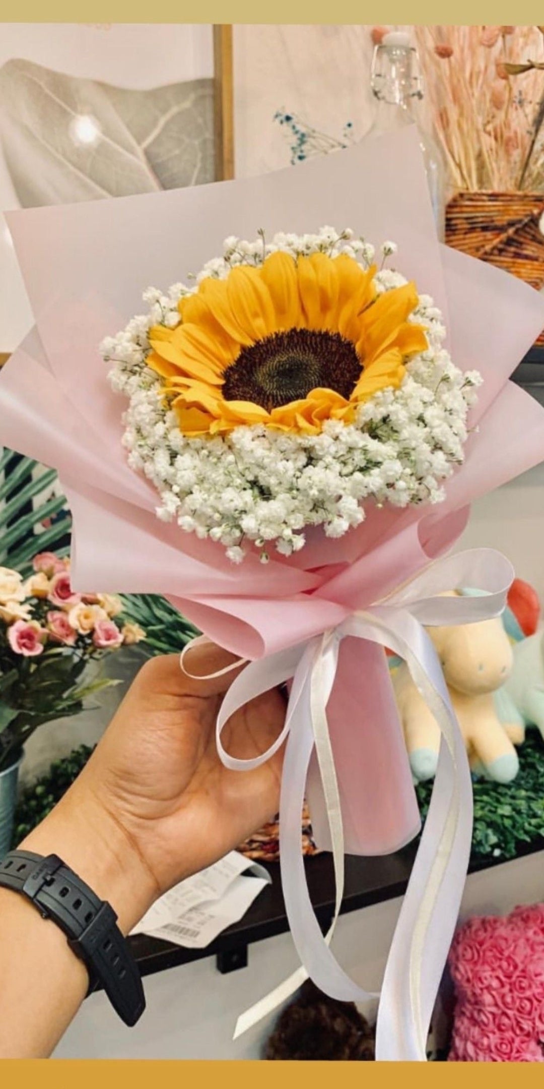 Blush Sunflower Mini Bouquet - Bake N Bloom